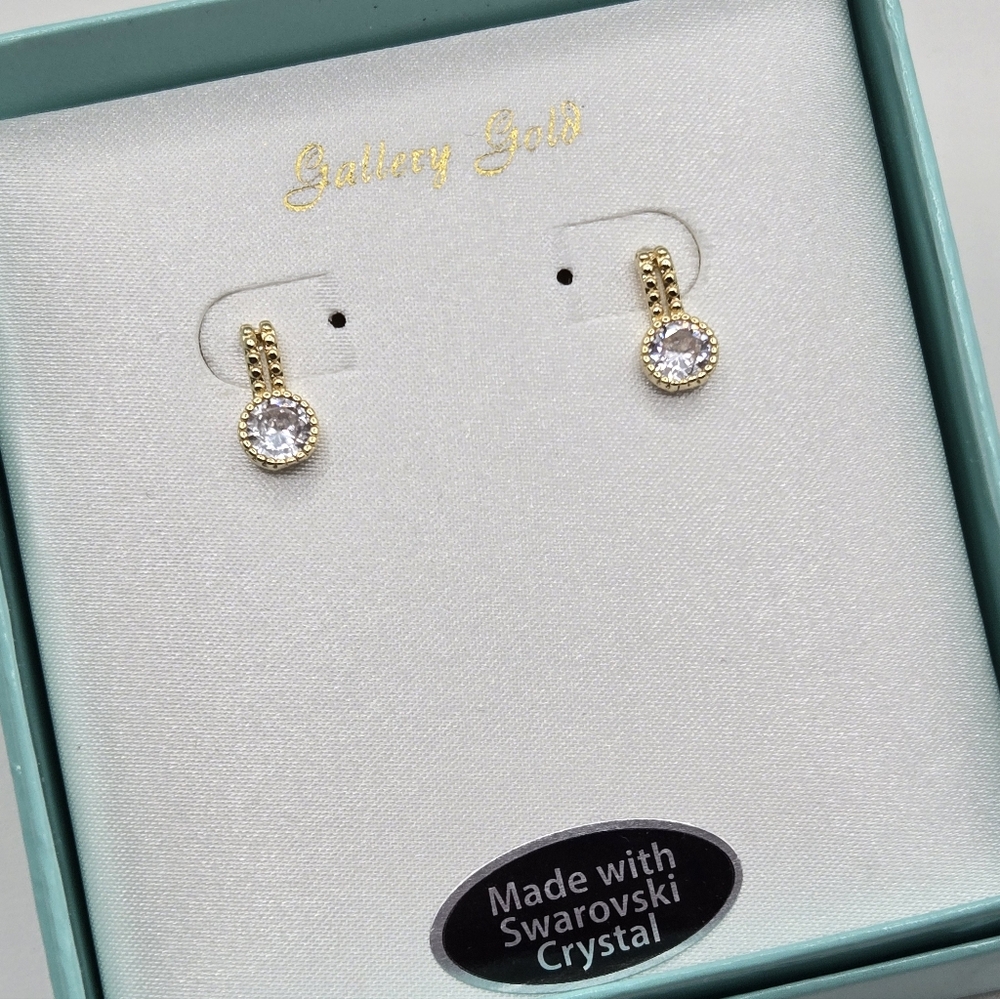 Swarovski Elements Crystal Earrings Gold - Picture 3 of 7